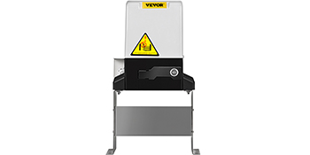 VEVOR automatic sliding gate opener with warning symbol, front view.
