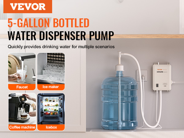 VEVOR water dispenser: 5-gallon bottled water pump for faucets, ice makers, coffee machines, and iceboxes.