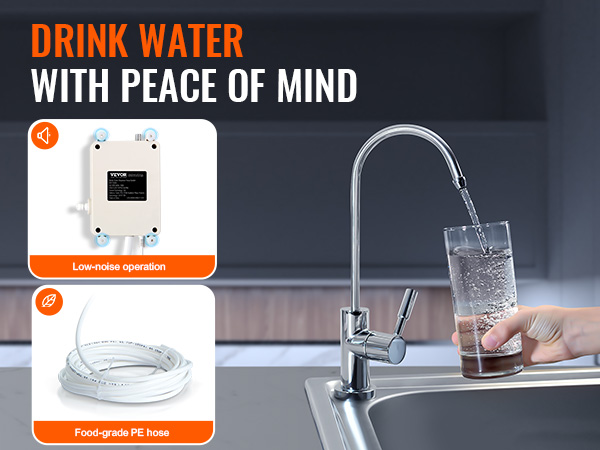 VEVOR water dispenser: low-noise operation and food-grade pe hose for quality drinking water.