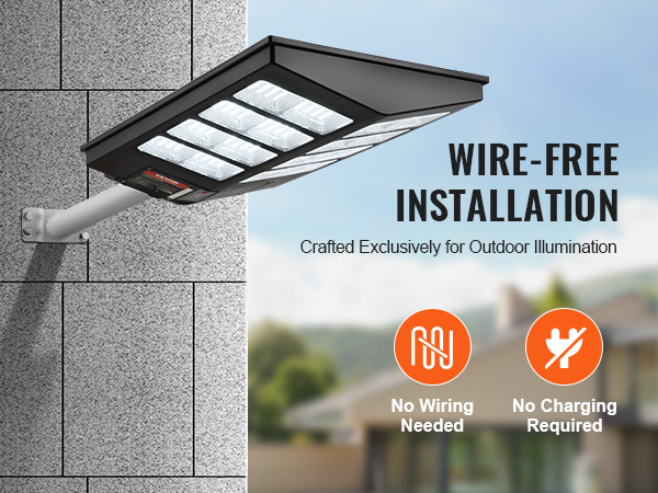 VEVOR outdoor light with wire-free installation, no wiring or charging required.