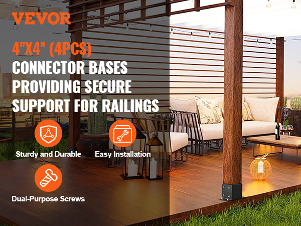 VEVOR post base brackets offering sturdy, durable, and easy installation for secure railing support.
