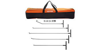 VEVOR dent removal kit with rods, tips, and orange carrying bag.