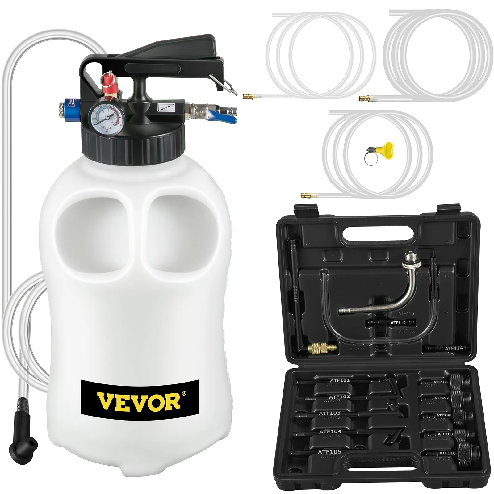 VEVOR transmission fluid pump with hose set and carrying case.