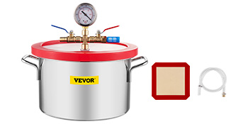 VEVOR vacuum chamber with pressure gauge, silicone mat, and tube attachment