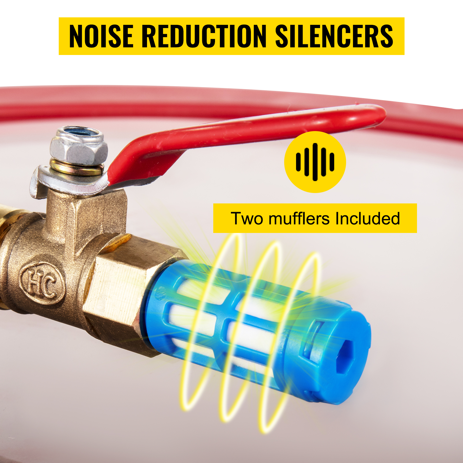 VEVOR vacuum chamber noise reduction silencers with two blue mufflers included.