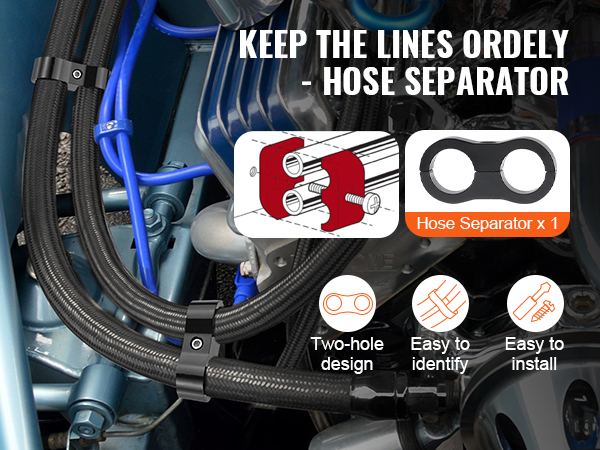 VEVOR fuel line kit with hose separator, showcasing easy installation and two-hole design.