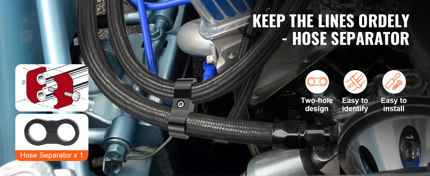 VEVOR fuel line kit with hose separator, showcasing easy installation and two-hole design.