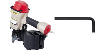 VEVOR cn70 coil siding nailer with included hex key.