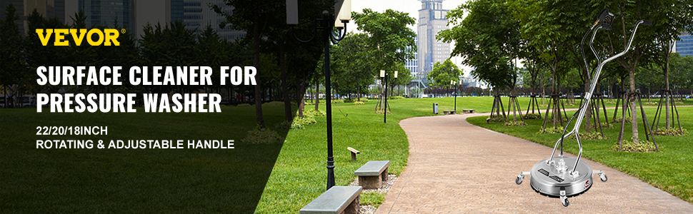 VEVOR surface cleaner for pressure washer in a park walkway setting.