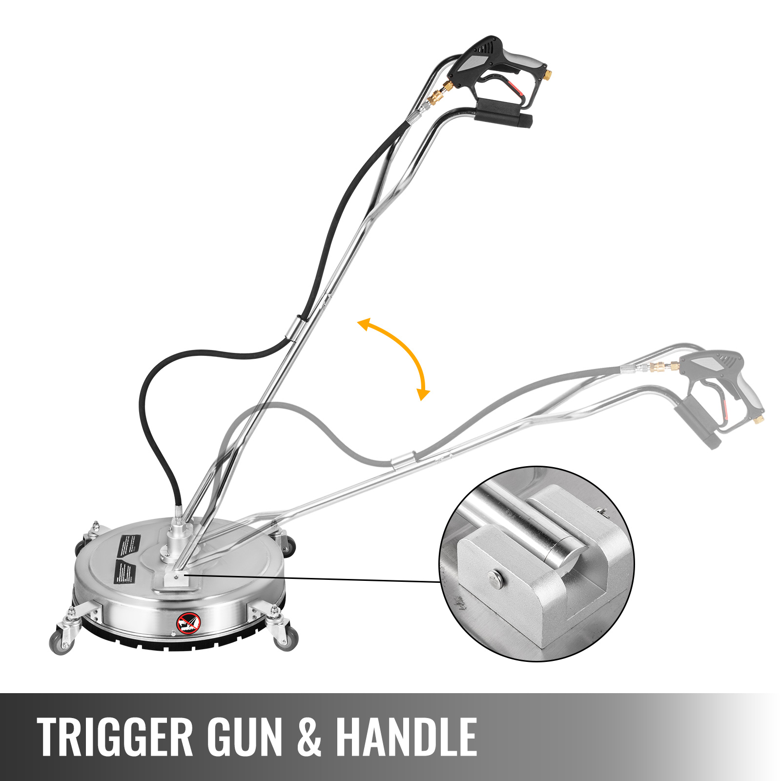 VEVOR surface cleaner with adjustable trigger gun and handle, featuring sturdy metal base.