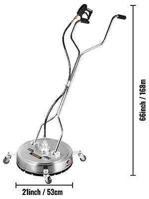 VEVOR pressure washer surface cleaner, 21-inch base with handle, 66-inch height.