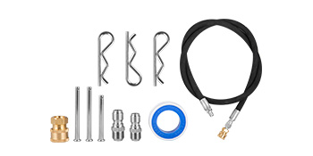 VEVOR surface cleaner 22inch components with hose, connectors, and tape.