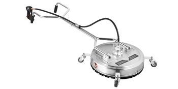 VEVOR pressure surface cleaner with rotating brush, sturdy handle, and four caster wheels for easy use.