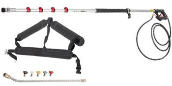 VEVOR telescoping pressure washer wand with adjustable harness, nozzles, and extension wand attachments.