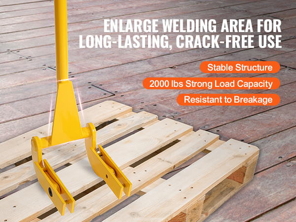 VEVOR pallet buster on wooden flooring, highlighting stability, load capacity, and resistance to breakage.