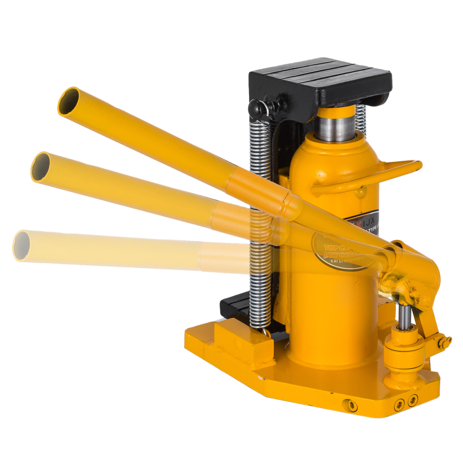 yellow VEVOR toe jack lift with adjustable handle and spring mechanism.