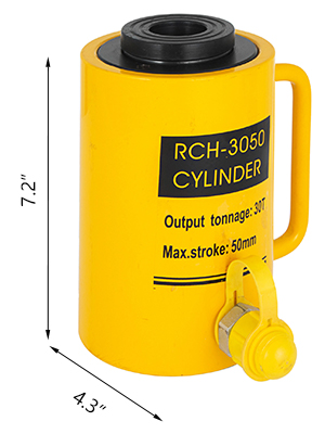 yellow VEVOR hydraulic cylinder jack with 30t capacity and 7.2" height.