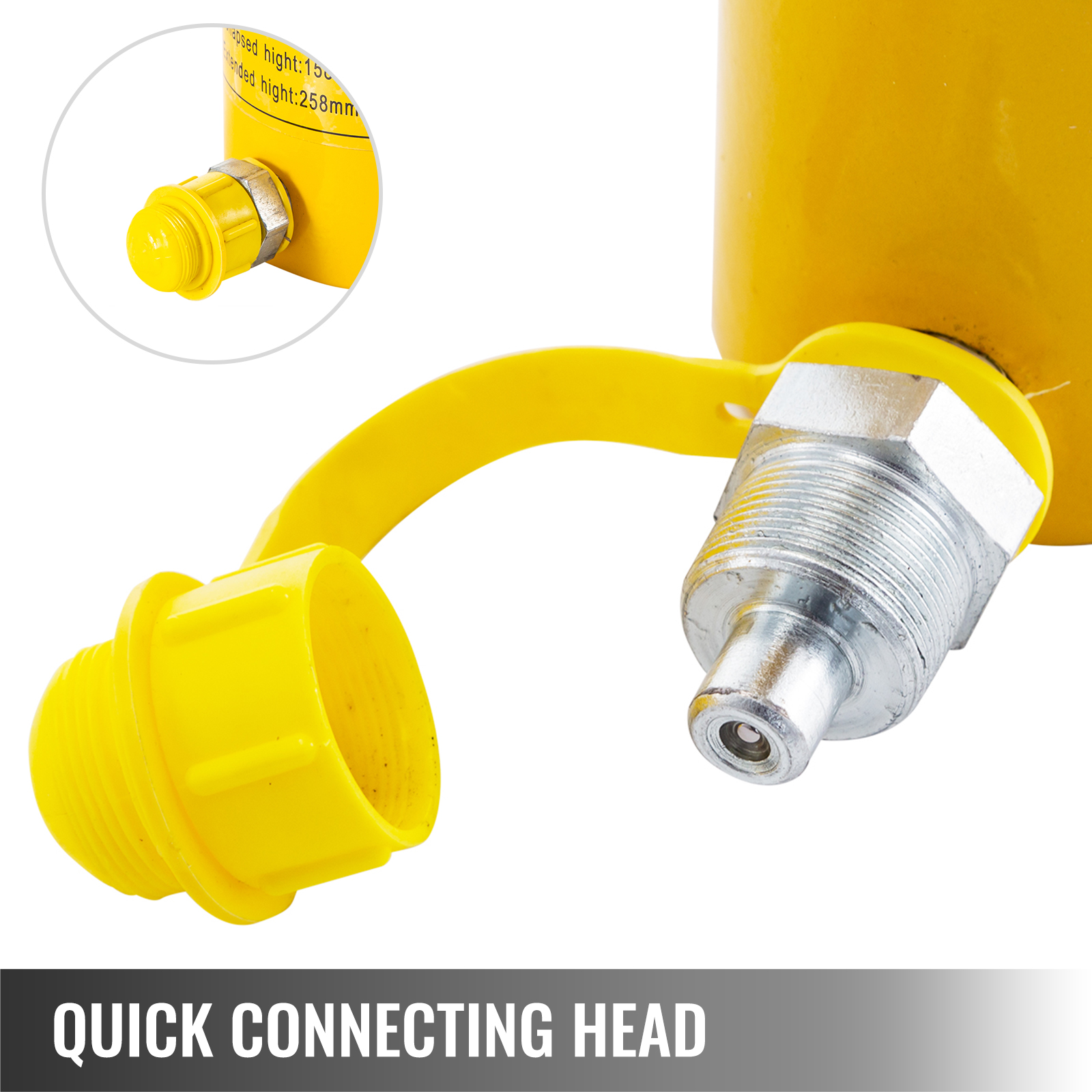 VEVOR hydraulic cylinder jack quick connecting head with yellow protective cap.