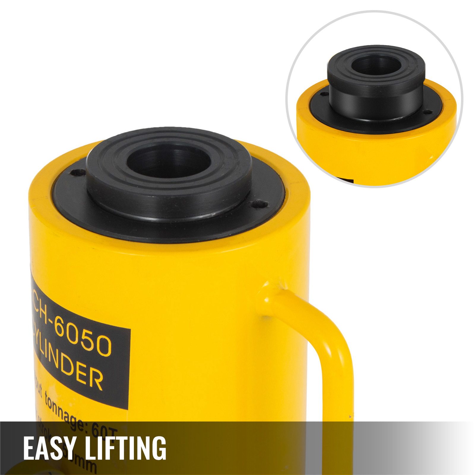 yellow VEVOR hydraulic cylinder jack showcasing easy lifting capability.