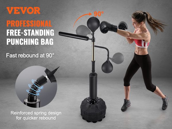 VEVOR boxing speed trainer with reinforced spring design for fast rebound at 90 degrees.
