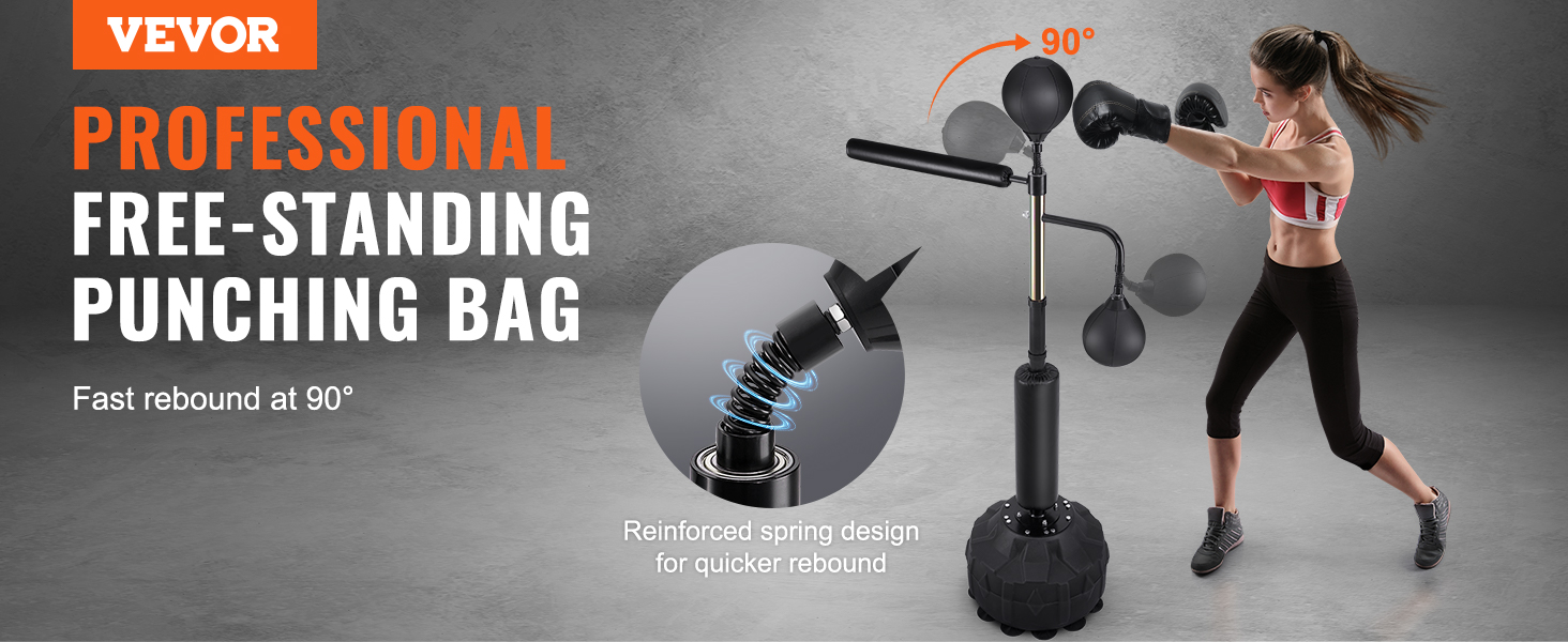 VEVOR boxing speed trainer with reinforced spring design for fast rebound at 90 degrees.
