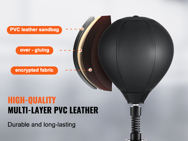 high-quality multi-layer pvc leather VEVOR boxing speed trainer, durable and long-lasting.