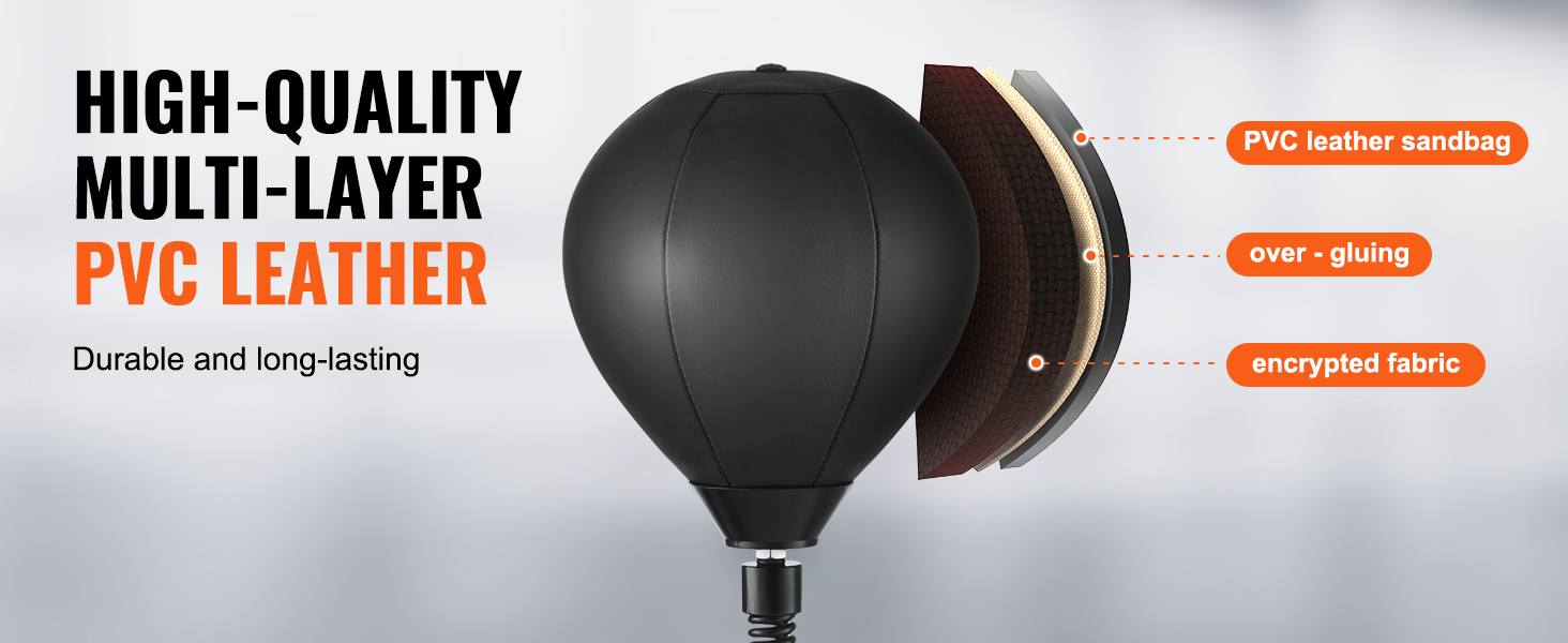 high-quality multi-layer pvc leather VEVOR boxing speed trainer, durable and long-lasting.