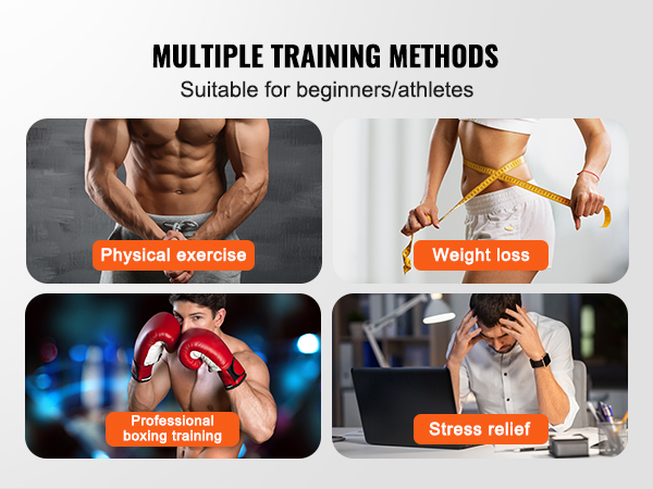 multiple training methods: physical exercise, weight loss, professional boxing training, stress relief.