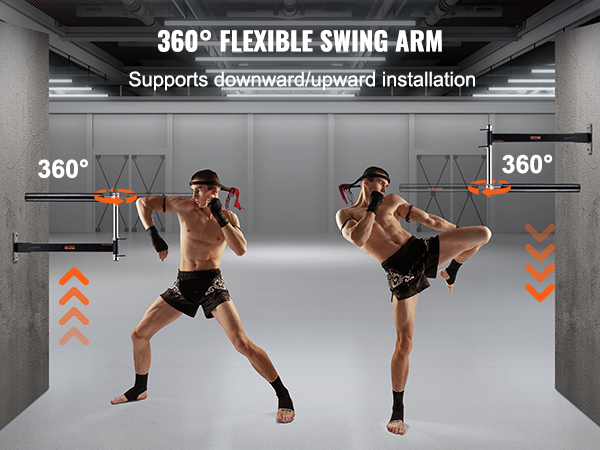 VEVOR wall mount boxing spinning bar with 360° flexible swing arm for versatile training.