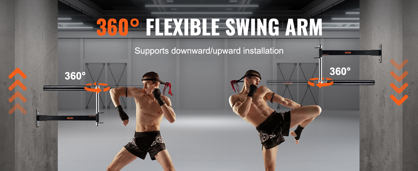 VEVOR wall mount boxing spinning bar with 360° flexible swing arm for versatile training.