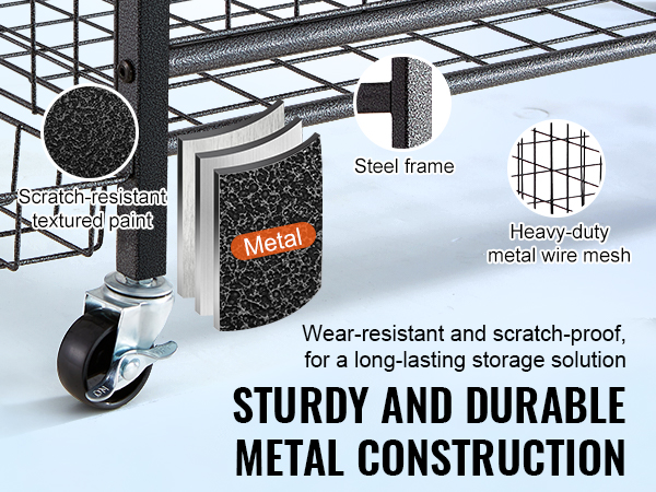 sturdy VEVOR sports equipment organizer featuring durable steel frame and heavy-duty metal mesh.