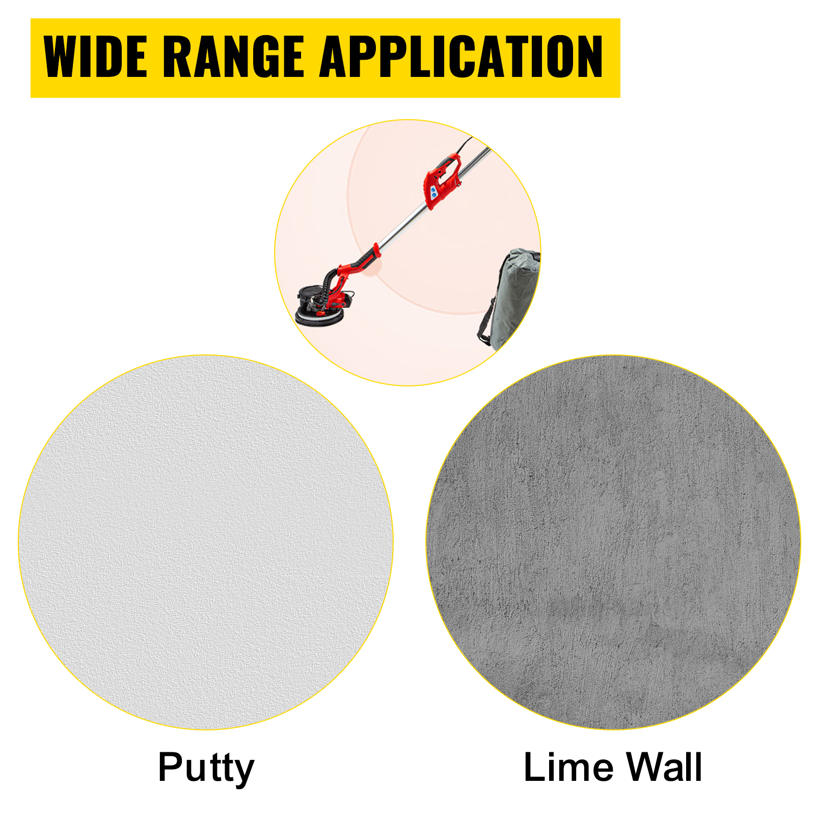 VEVOR drywall sander for interior, exterior, plaster walls, wallpaper, and popcorn painting.