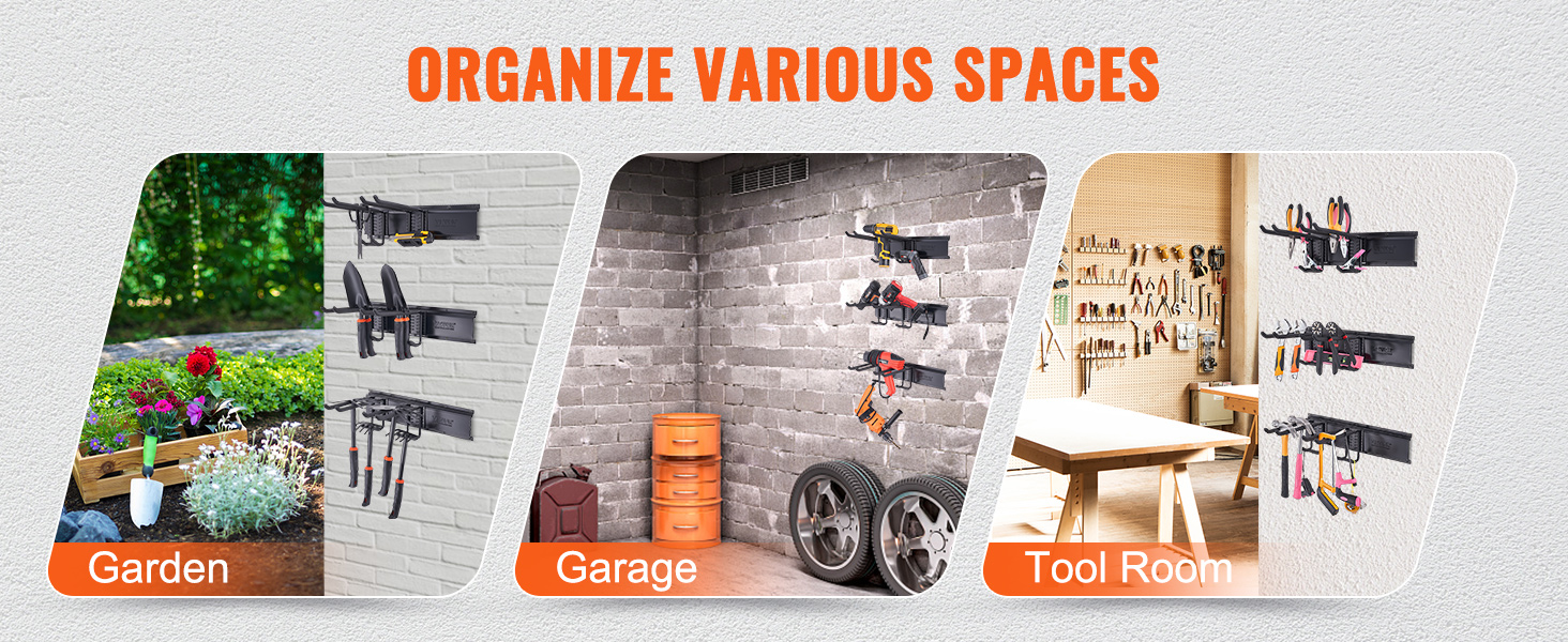 organize your garden, garage, and tool room with VEVOR garage tool organizer for efficient storage.