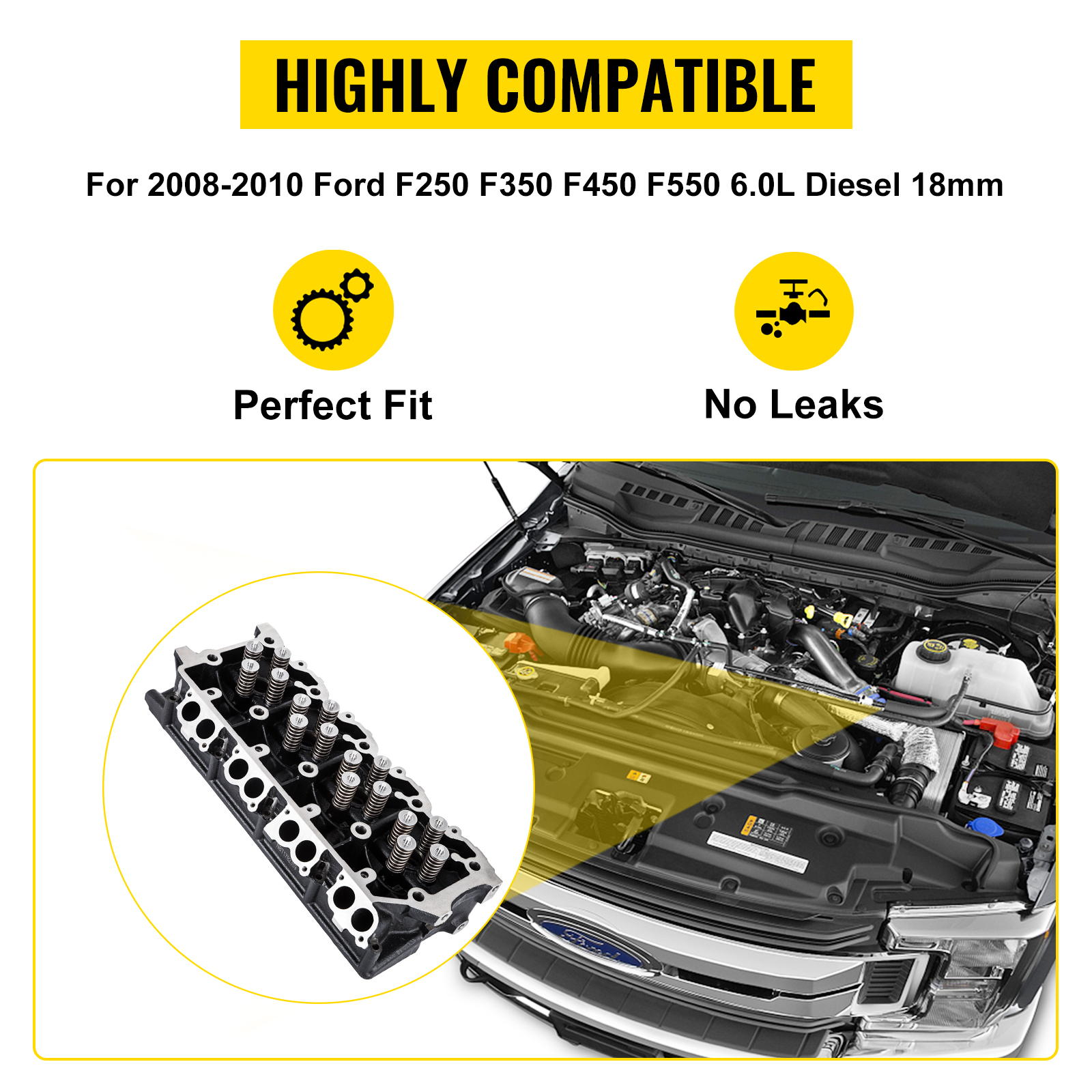 VEVOR cylinder head assembly for ford f250 f350 f450 f550 6.0l diesel 2008-2010