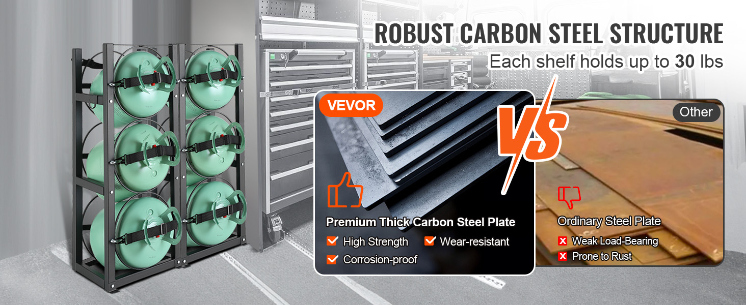 VEVOR refrigerant tank rack with robust carbon steel structure, showcasing high load-bearing capacity.
