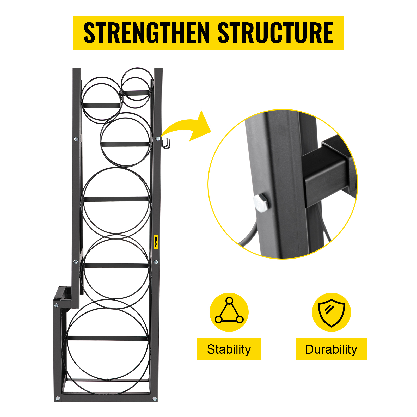 VEVOR refrigerant tank rack with enhanced stability and durability features.
