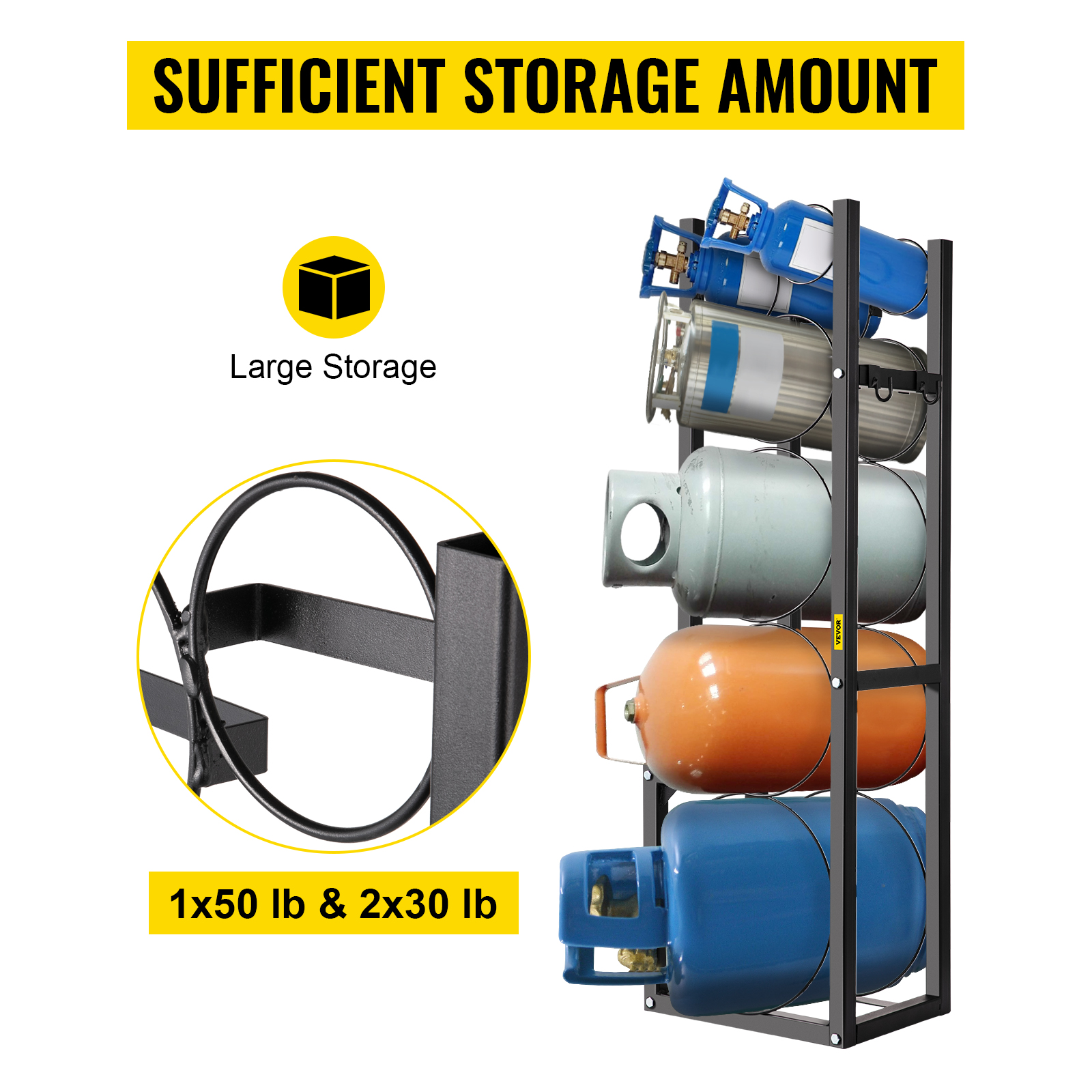 VEVOR refrigerant tank rack with large storage for various tank sizes