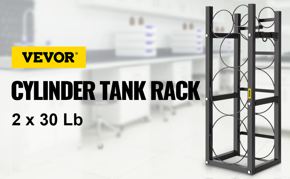 VEVOR refrigerant tank rack for two 30 lb cylinders in a laboratory setting