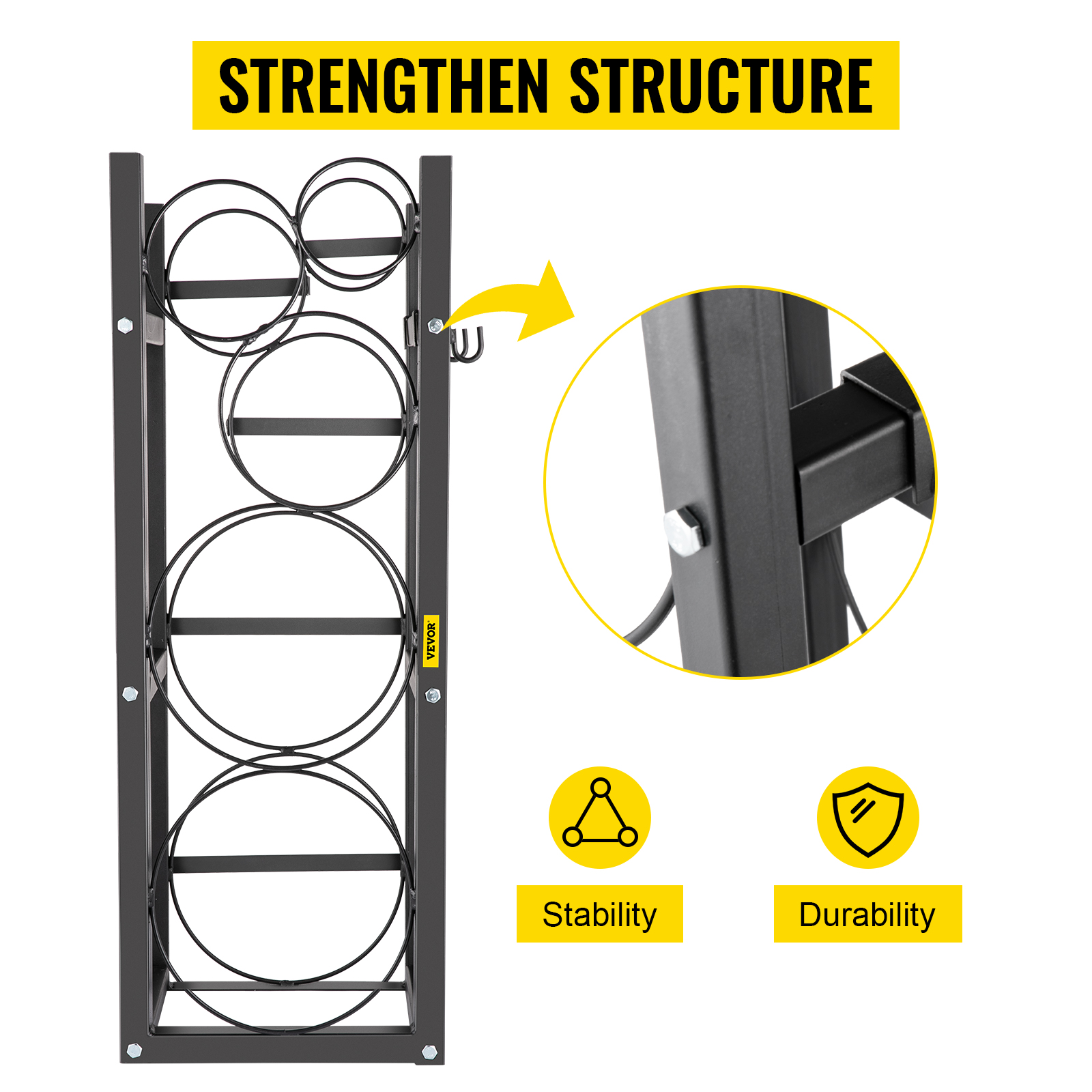 VEVOR refrigerant tank rack with strengthen structure for stability and durability.