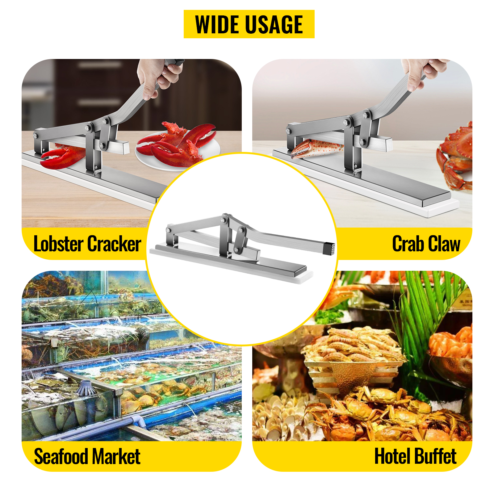 VEVOR stone crab cracker for lobster, crab claw, seafood market, and hotel buffet.