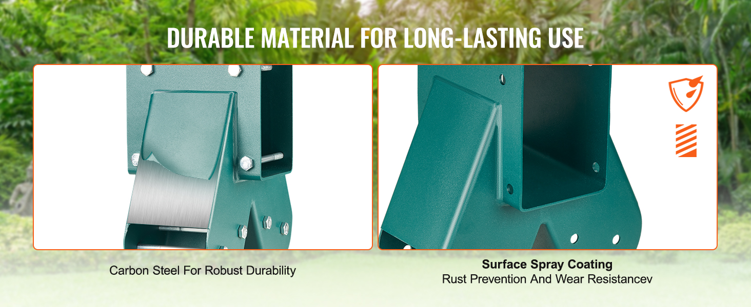 VEVOR swing set brackets with carbon steel durability and rust-resistant coating for long-lasting use.