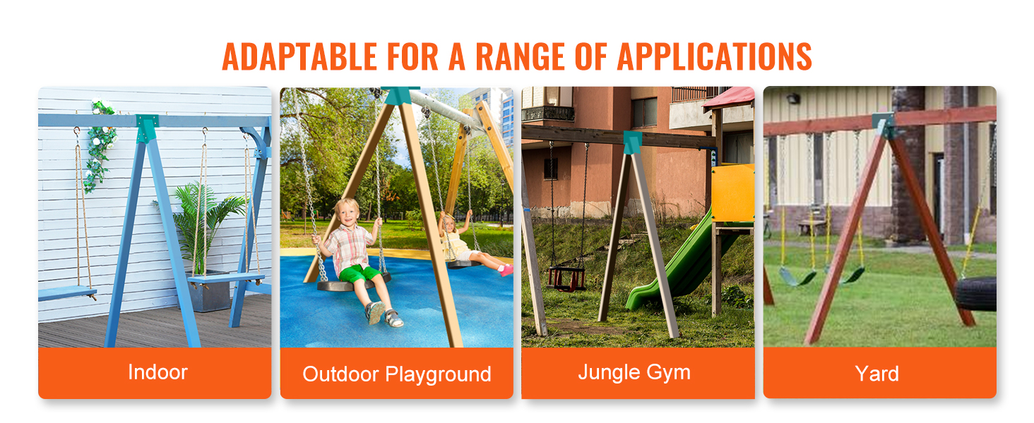 VEVOR swing set brackets for indoor, outdoor playground, jungle gym, and yard applications.