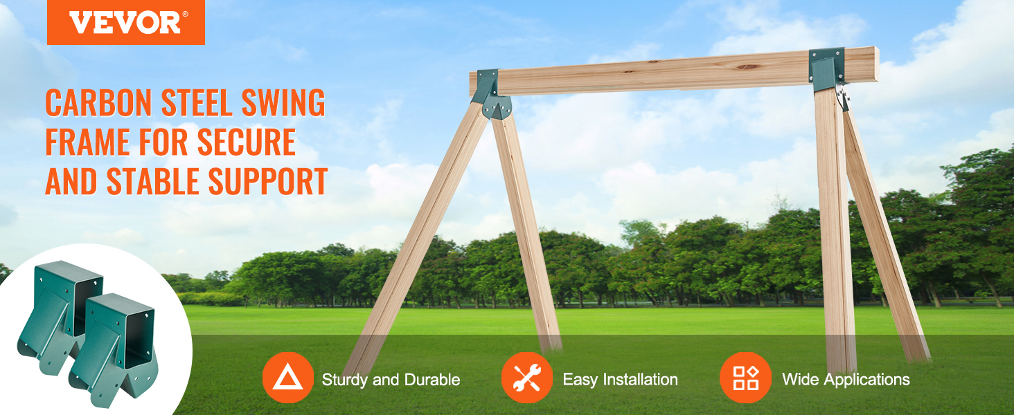 VEVOR swing set brackets with carbon steel frame, sturdy and durable for easy installation and wide applications.