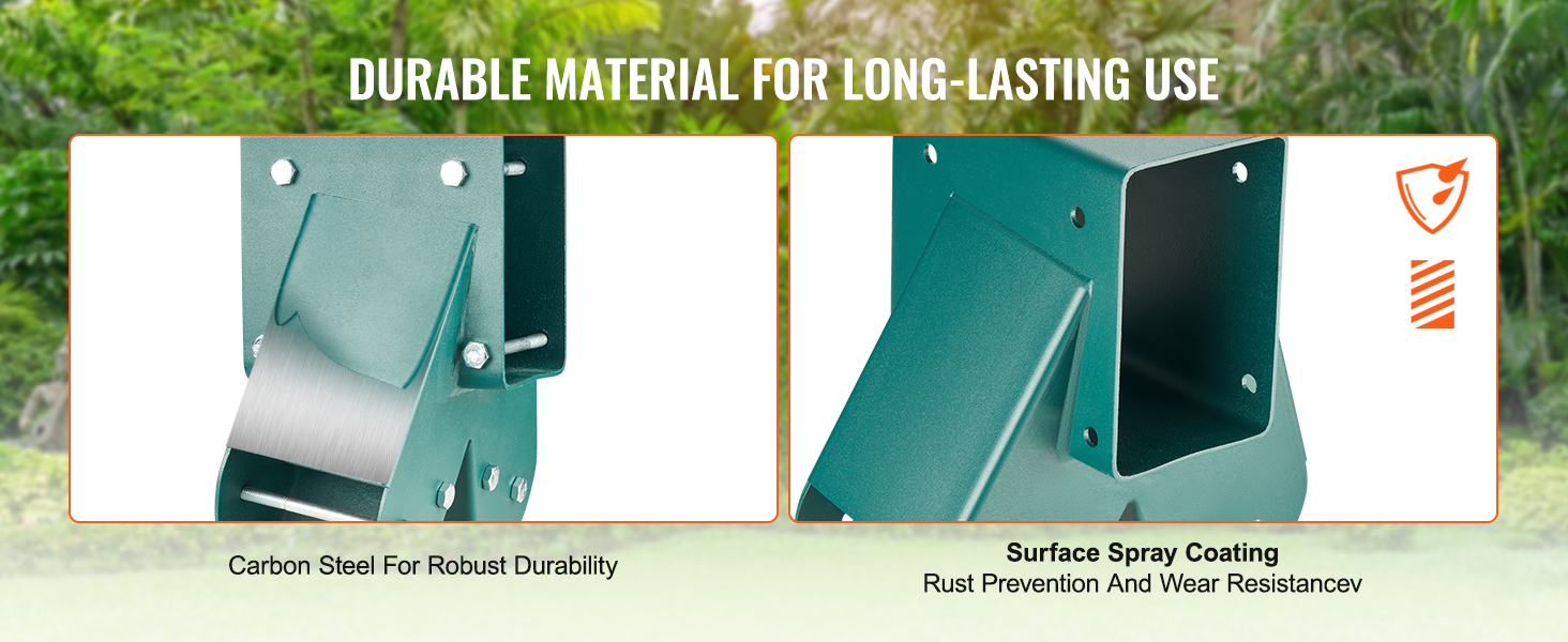 durable VEVOR swing set brackets with carbon steel for robustness and surface spray coating for rust resistance.