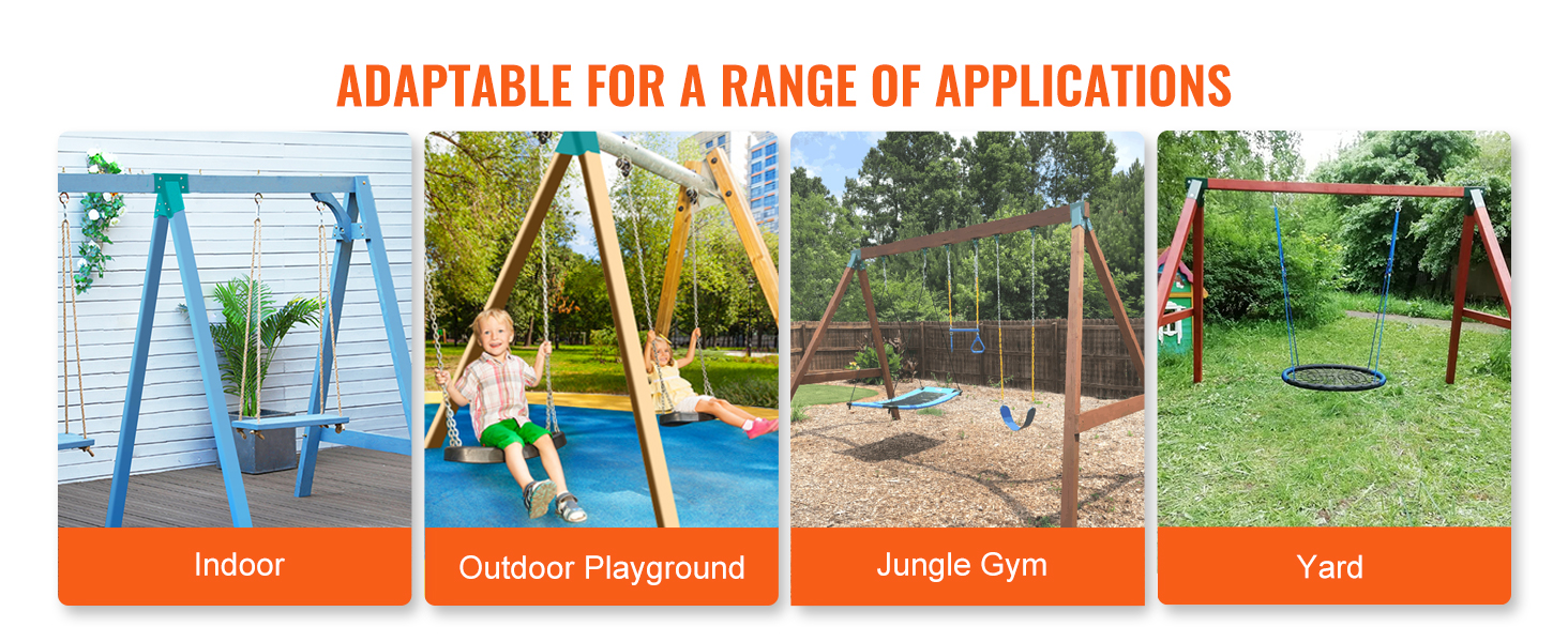 VEVOR swing set brackets used for indoor, outdoor playground, jungle gym, and yard applications.