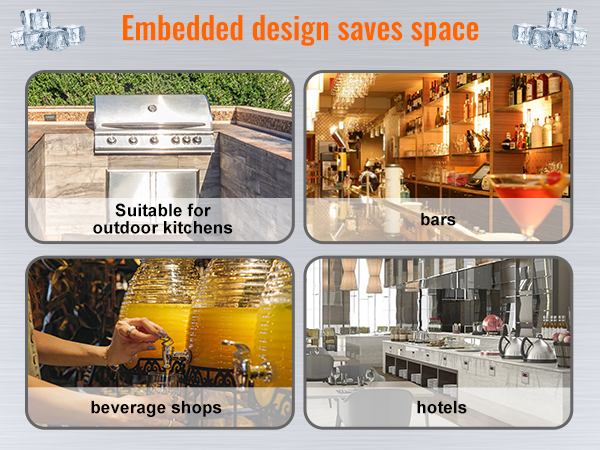 suitable for outdoor kitchens, bars, beverage shops, and hotels; embedded design saves space. VEVOR drop in ice chest.