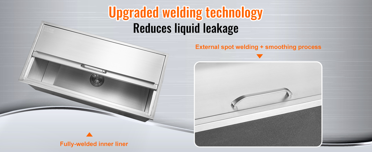 VEVOR ice chest with upgraded welding technology reduces liquid leakage, featuring a fully-welded inner liner.