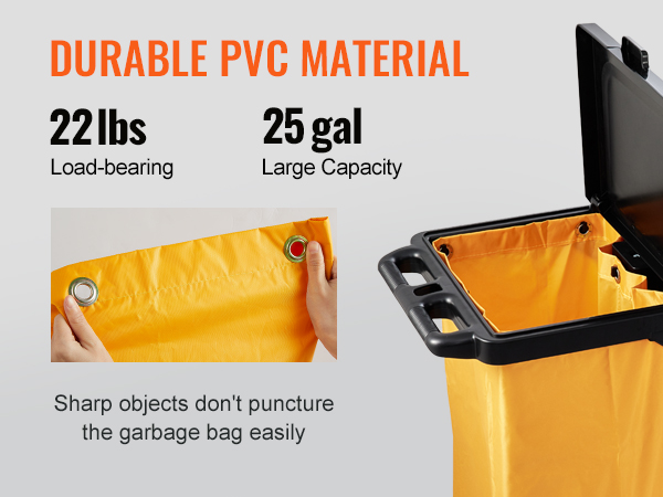 vastupidav pvc materjal VEVOR majahoidja ostukorvi 25-gal võimsuse ja 22 lbs kandevõime, rebenemiskindlast kott.
