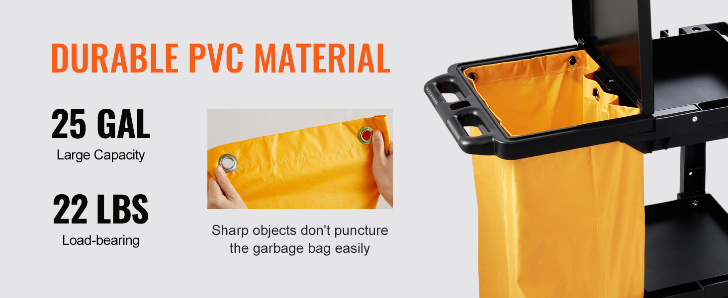 vastupidav pvc materjal VEVOR majahoidja ostukorvi 25-gal võimsuse ja 22 lbs kandevõime, rebenemiskindlast kott.