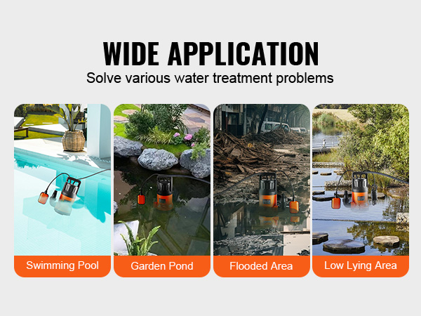 VEVOR utility pump used in swimming pool, garden pond, flooded area, and low lying area. wide application.